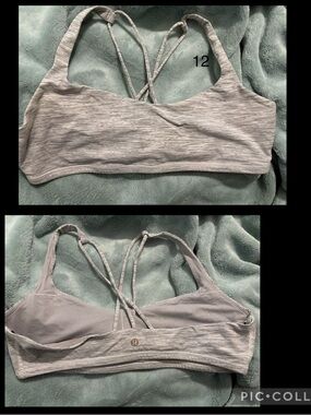 lululemon athletica Heathered Light Gray Strappy Sports Bra